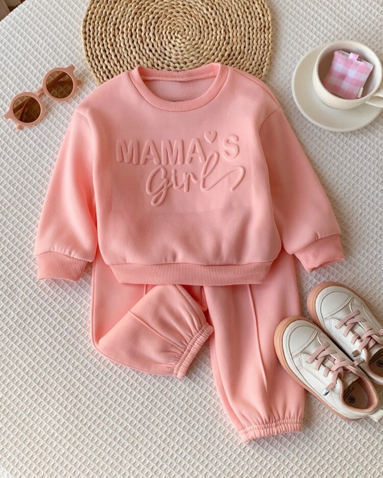 Baby Girl Pink Sweatshirt & Pants Set – 2-Piece Outfit