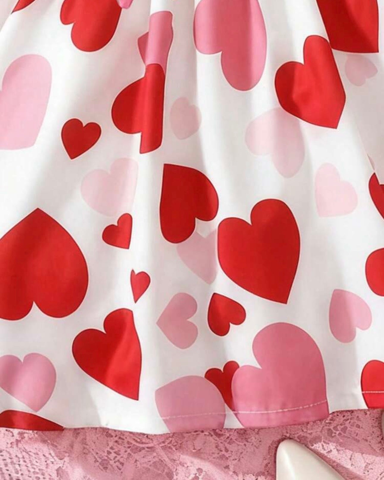 Girls Red Knit Dress with Heart Hem & Tie Waist – Cute Summer Casual Dress for Kids