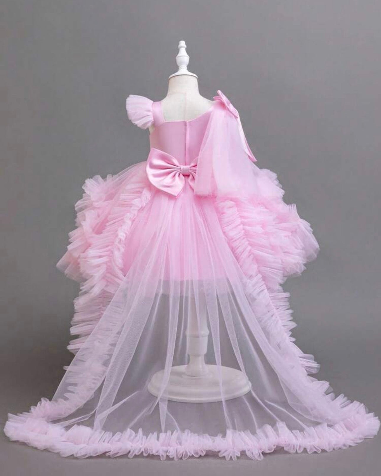 Baby Girls’ Pink Princess Trailing Dress | Birthday Party Gown