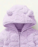 Baby Girl Purple Heart Hooded Fleece Jacket & Pants