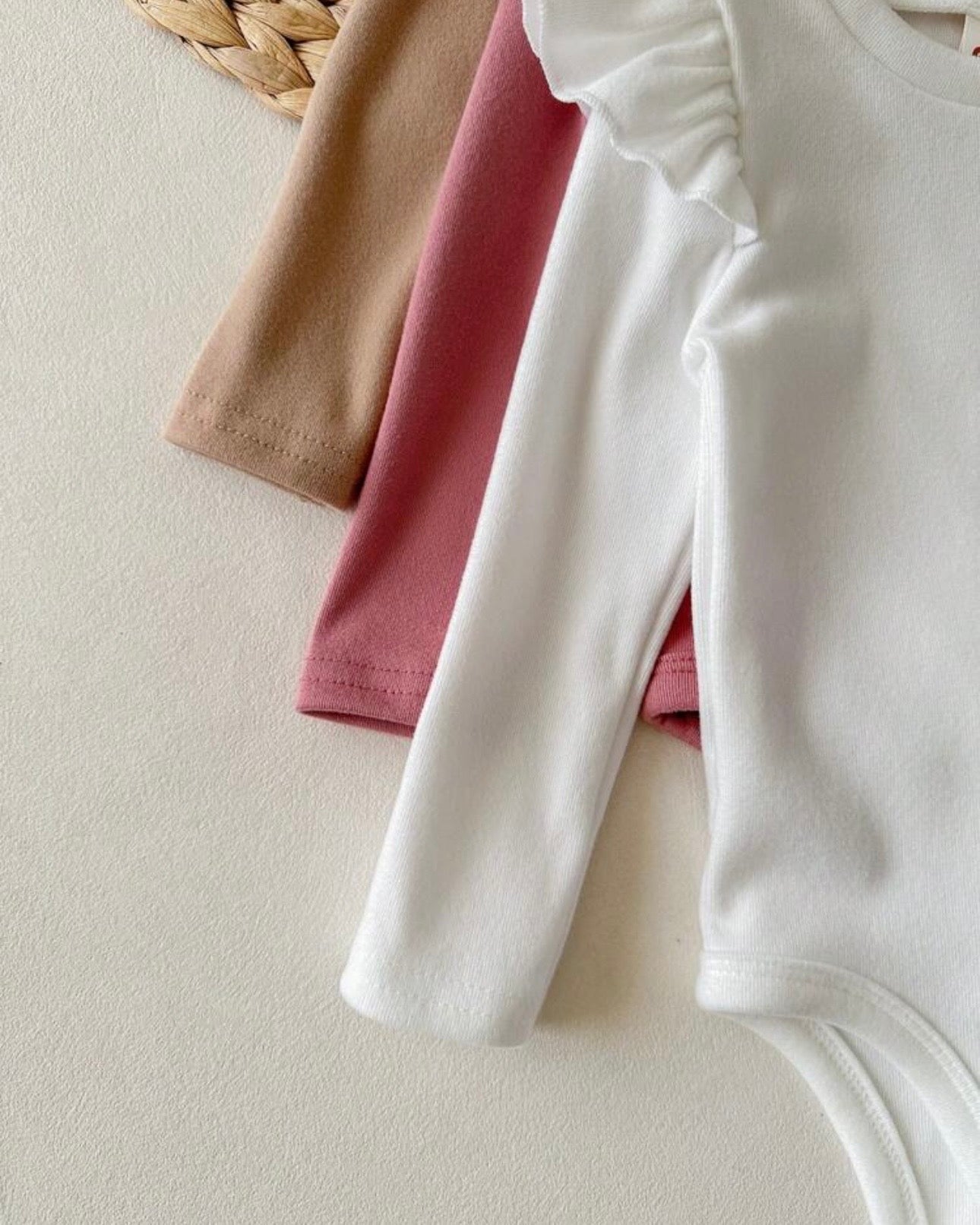 3pcs Baby Girl Ruffled Collar Winter Bodysuits
