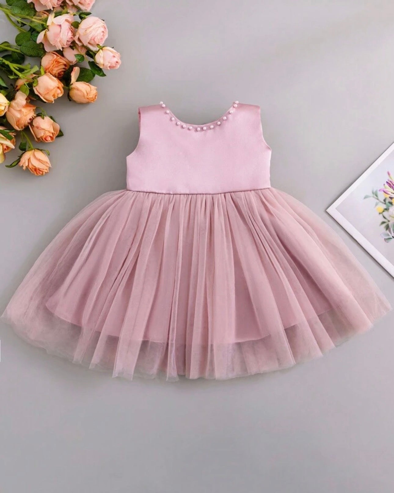 Baby Girls Big Bow Decor Mesh Patchwork Sleeveless Dress (9 Colours)