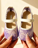 Purple Floral Embroidered Shoes for Girls
