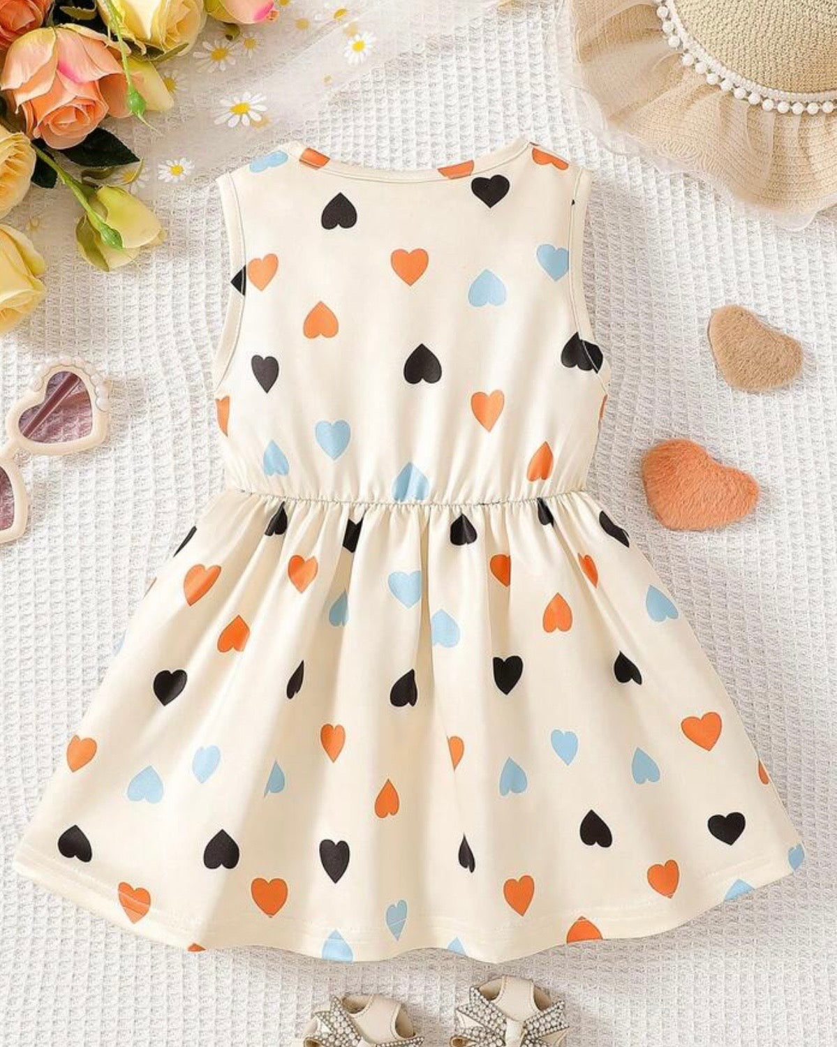Baby Girl Casual Heart Print Dress
