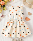 Baby Girl Casual Heart Print Dress