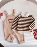 Baby Boy Mama’s Baby Knit Sweatshirt & Skin Plaid Corduroy Overalls