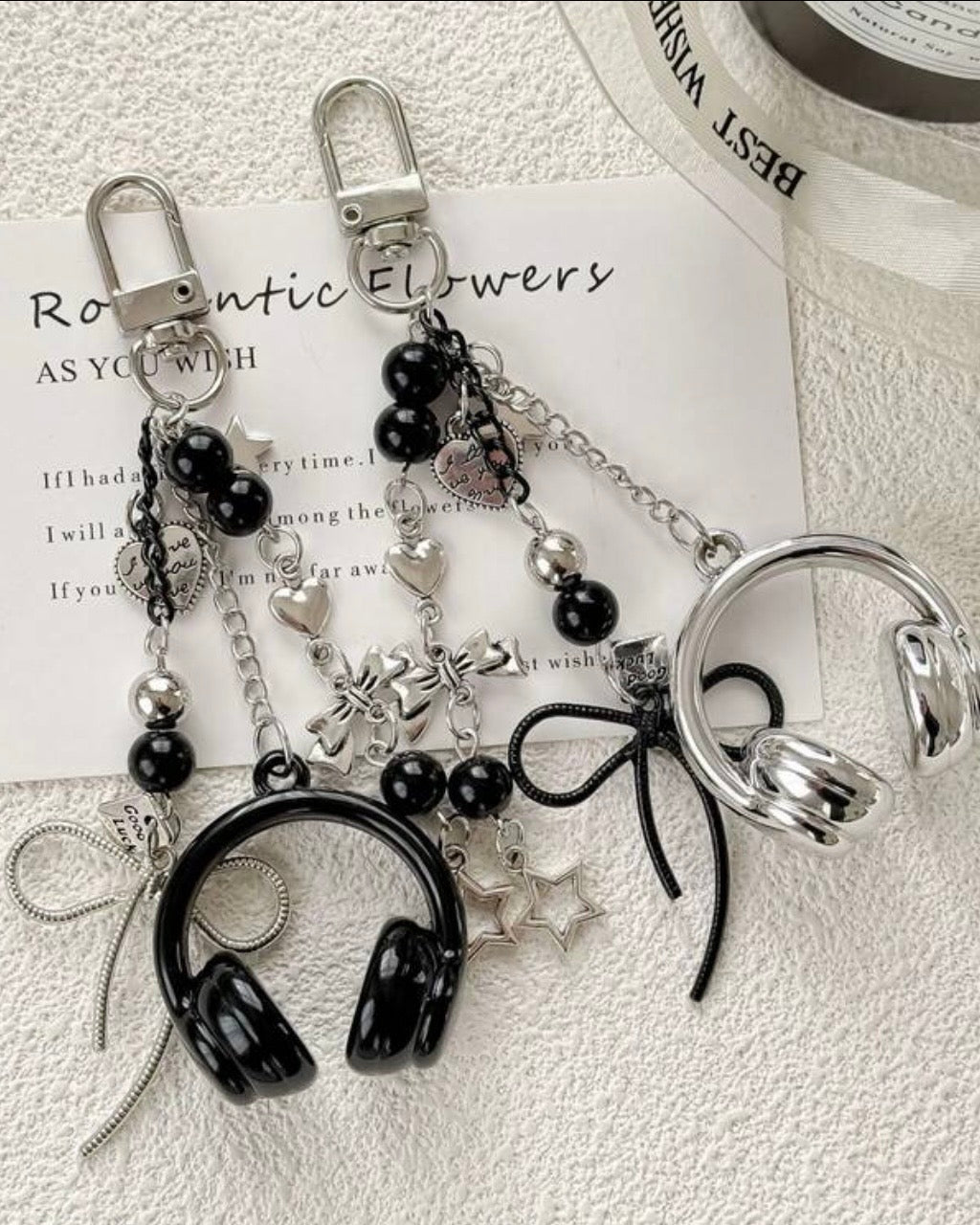 Love Music Headphone Heart Keychain - Bag Charm