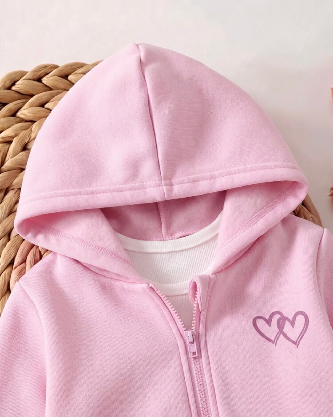 Baby Girl Pink Knit Hooded Jacket & Pants Set