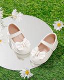 Girls Premium White Bow Shoes