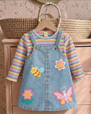 Baby Girl 2pc Striped Top & Floral Suspender Dress Set