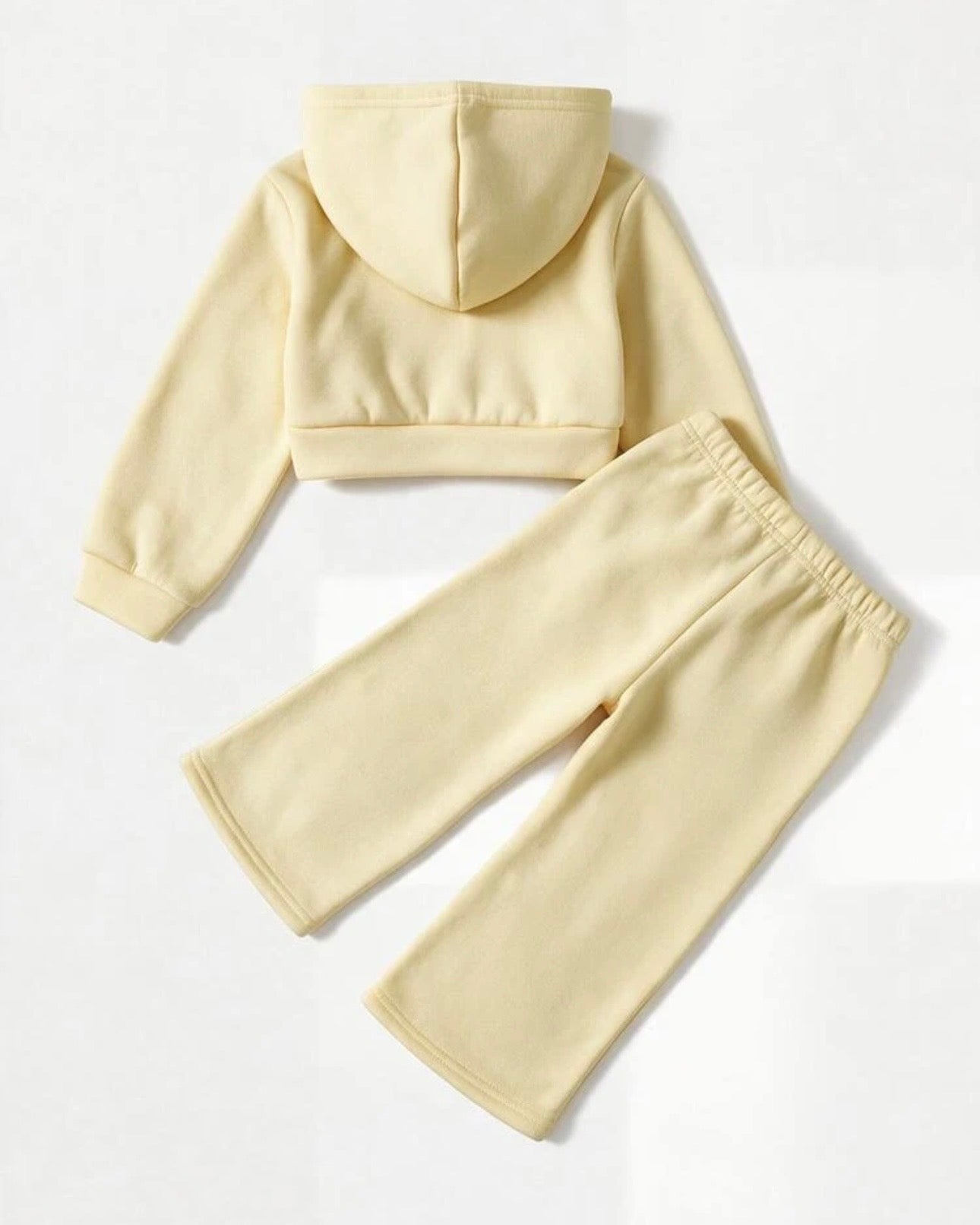Baby Girl Yellow Knit Hooded Jacket & Pants Set
