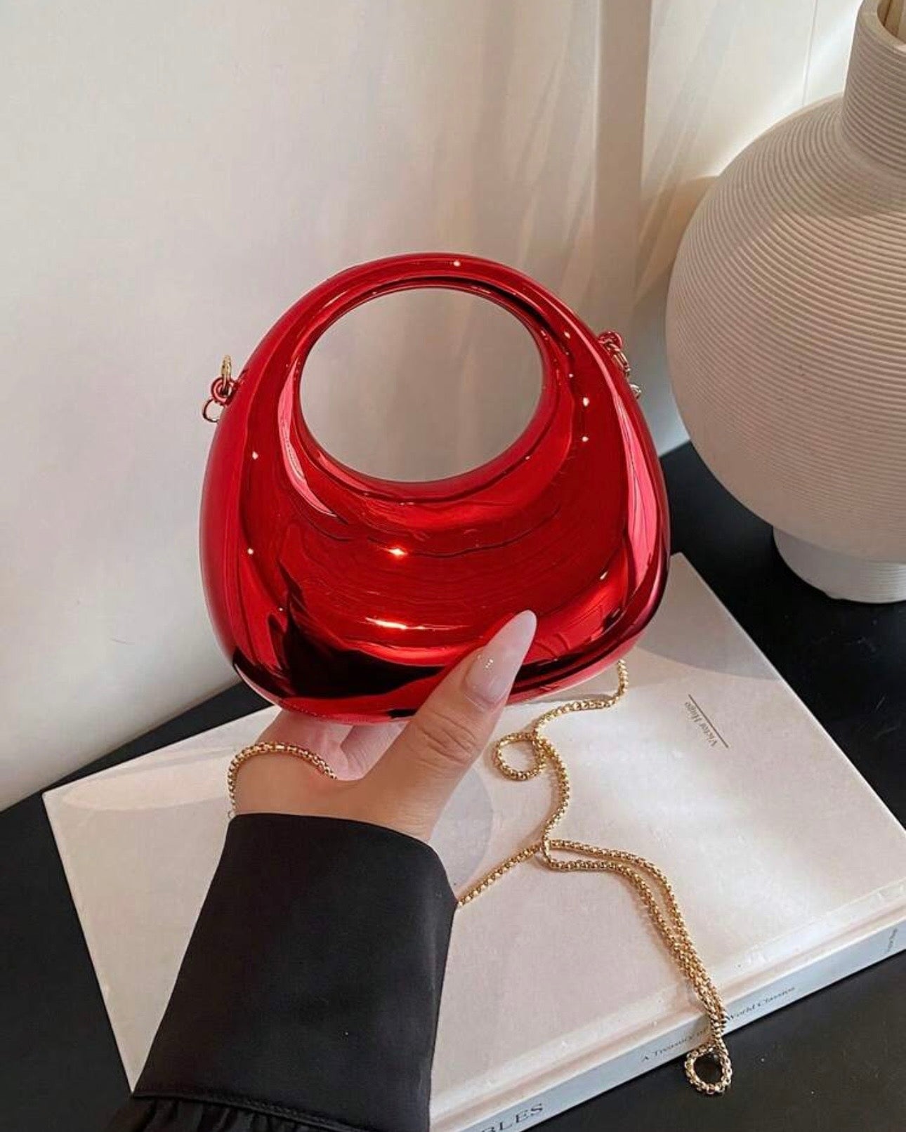 Acrylic Red Crescent Moon Mini Clutch Bags