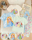 3pc Young Girls Princess Print T-Shirt & Leggings Set