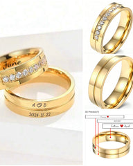 Custom Golden Premium Quality Inner and Outer Engraved Couple Rings