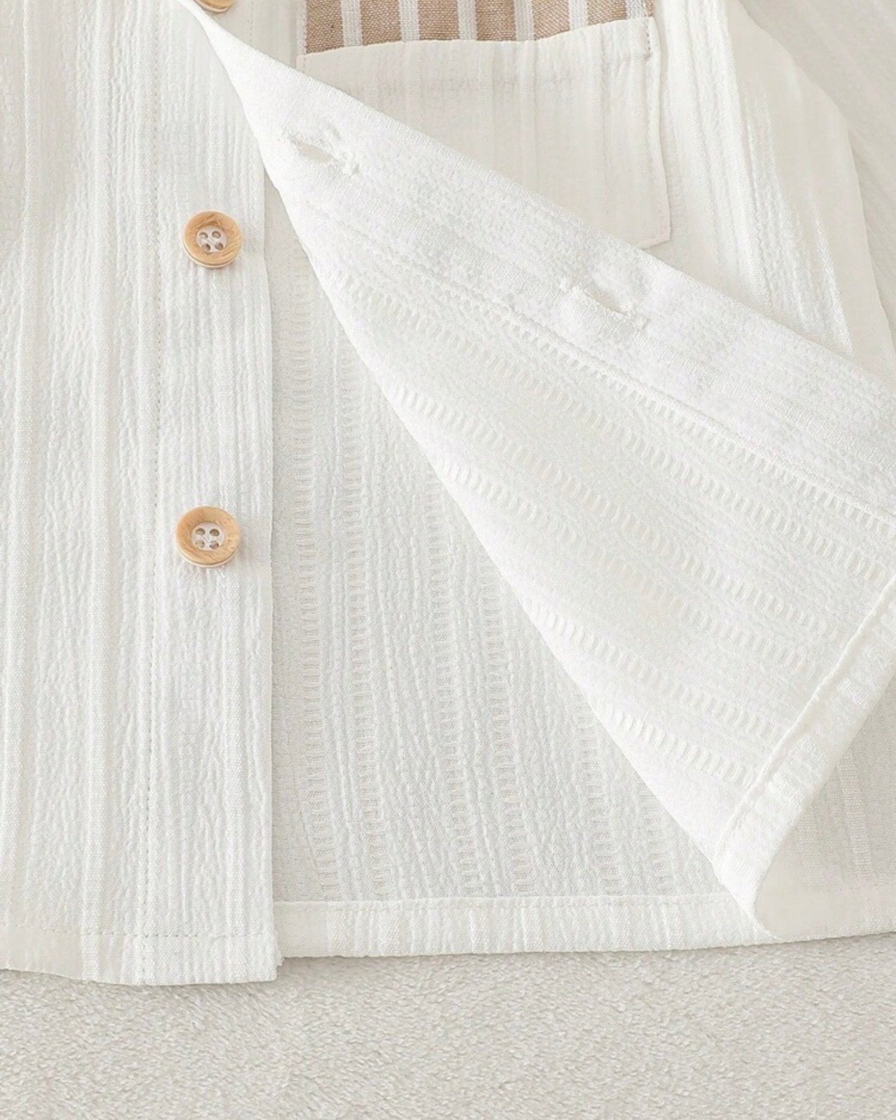 2PCS Baby Boy White and Brown Retro Casual Set