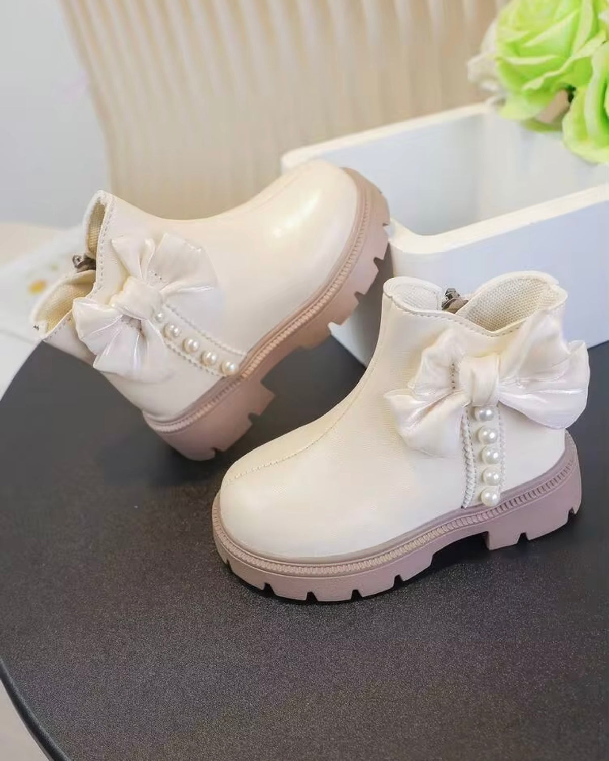Cream White Princess Boots for Girls