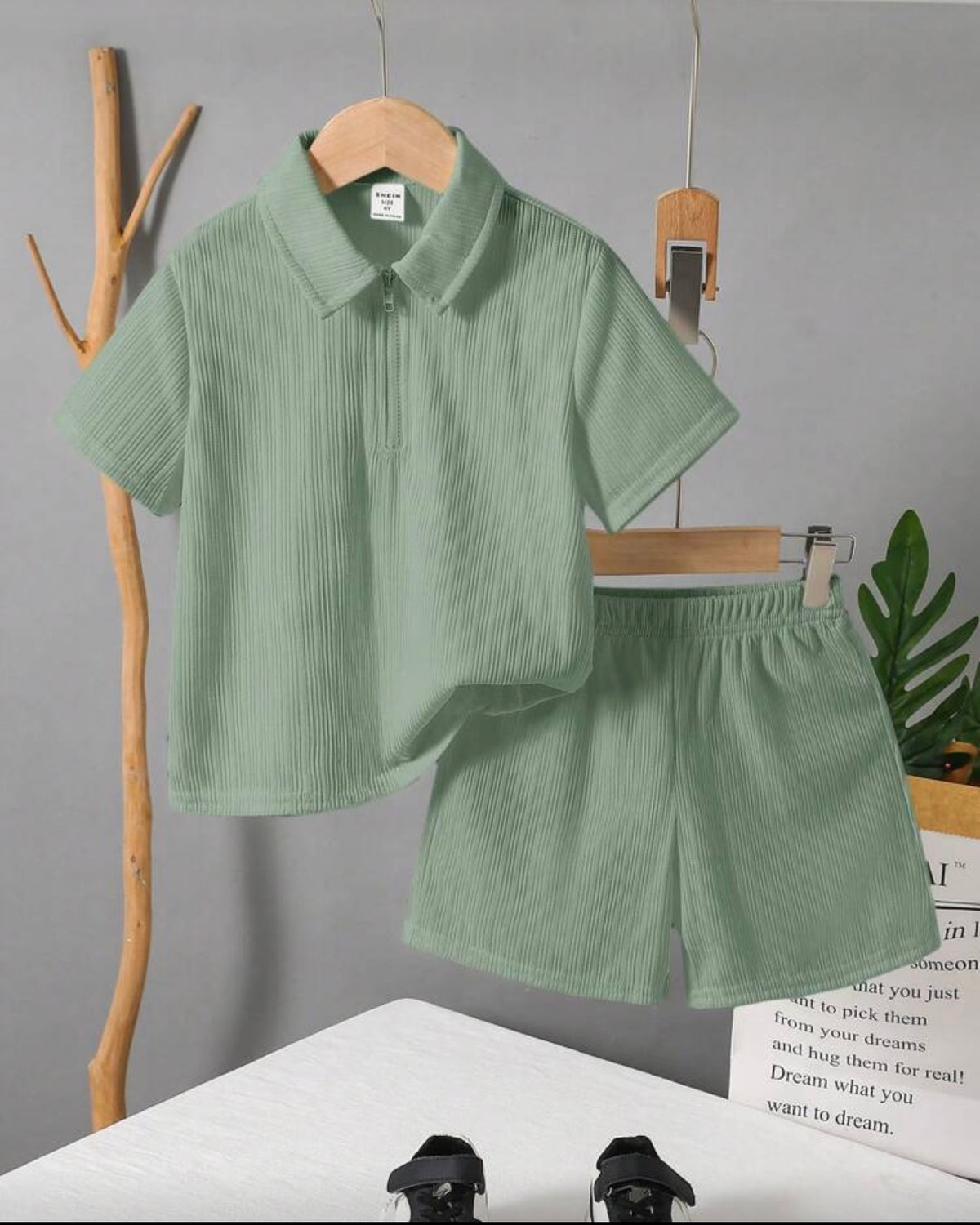 2 pc Boys' Green POLO Shirt And Shorts Set