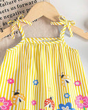 Baby Girl Yellow Floral & Honey Bee Print Suspender Dress with Bow