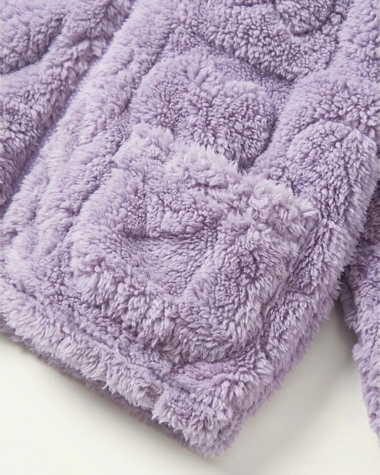 Girls Purple Fleece Heart Thick Cardigan