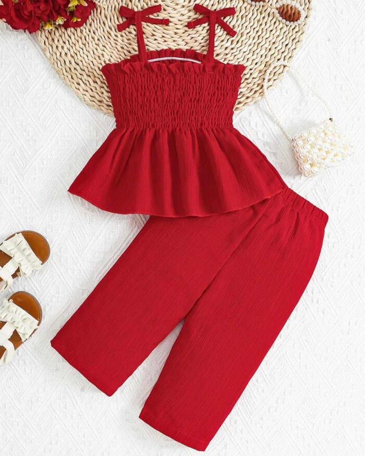 Girls’ Woven Camisole Top & Shorts Outfit (7 Colours)