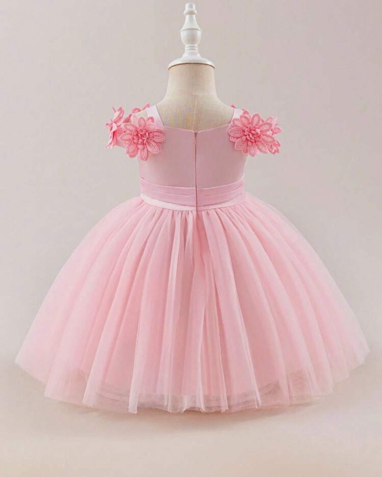 Baby Girls’ Pink Embroidered Satin Princess Dress