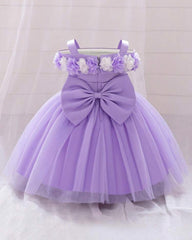Baby Girls Mauve Purple Floral Tulle Princess Dress – Birthday Outfit