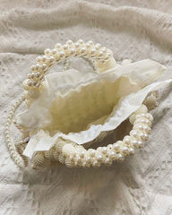 White Faux Pearl Handmade Beaded Crossbody statement Bag