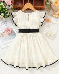 Girls Casual Ruffle Hem Dress with Belt – Summer Cute A-Line Dress