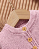 Newborn Baby Pink and White Striped Cardigan + Suspender Romper