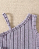 4pc Baby Girl Summer Outfit Set – Purple Tank Tops