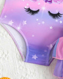Ombre Unicorn Print Bodysuit Swimwear- 2pc Set