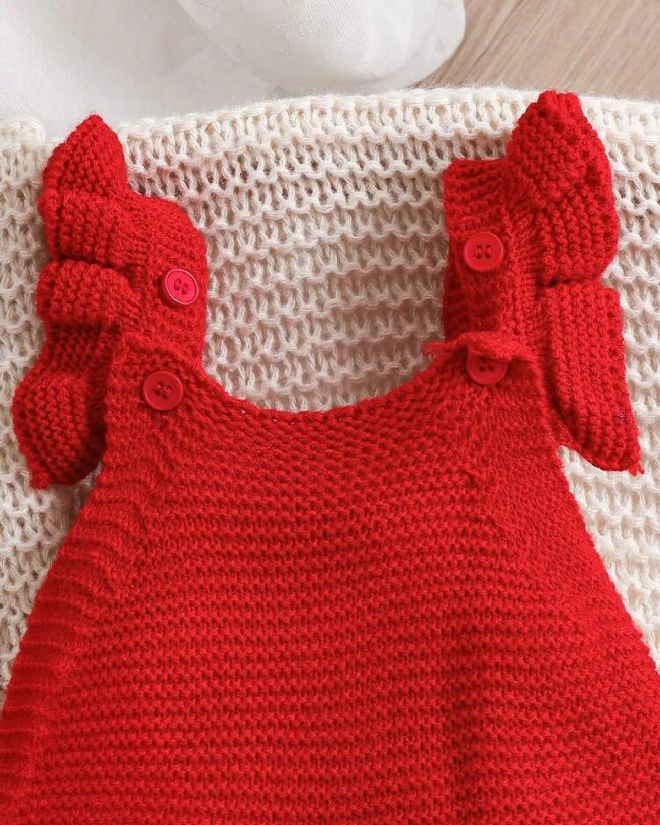 Newborn Baby Girl Red Floral Pattern Knitted Cardigan and Romper