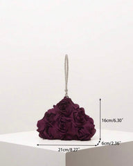 Burgundy Elegant Floral Mini Wallet & Bridesmaid Party Clutch