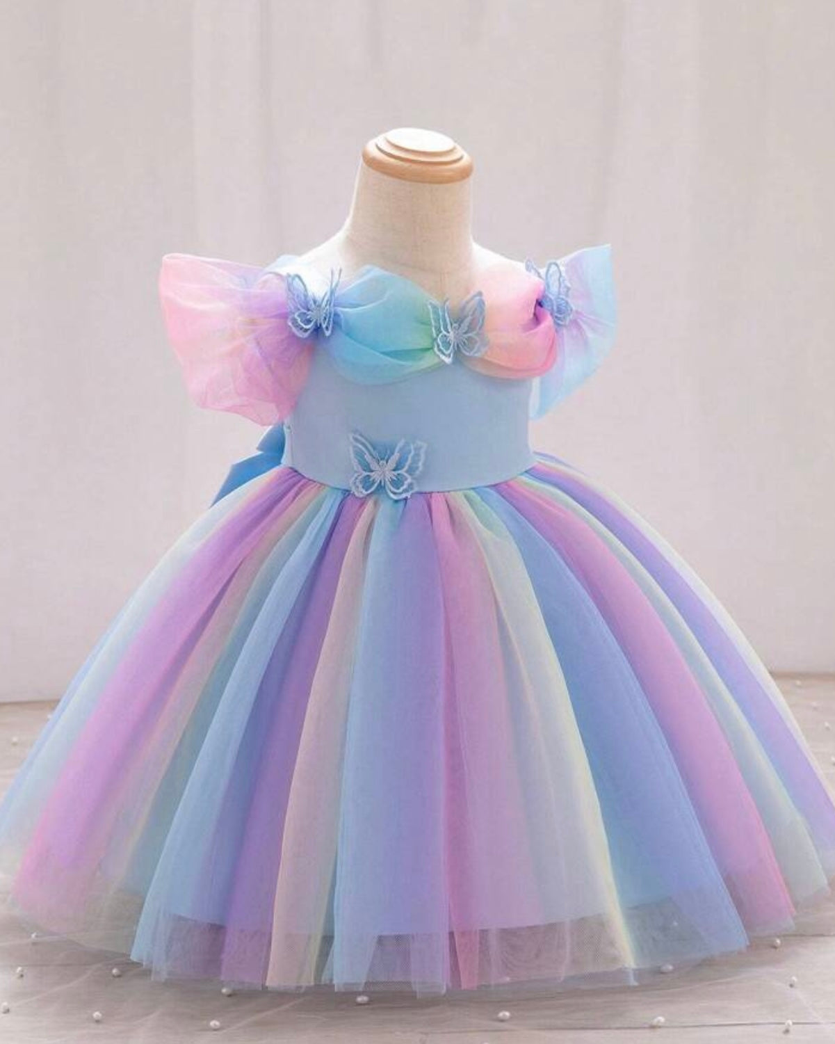 Baby Girls Rainbow Strap Party Dress – Elegant Birthday & Flower Girl Dress