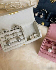 Soft Fabric Jewellery Box (Pink, Beige, Red, Navy Blue, Dark Green, Purple)
