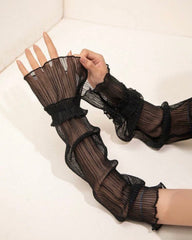 1 pair of Elegant Pleated Arm Sleeves for Women (Black, White, Purple, Grey, Pink)
