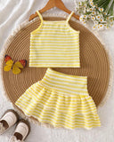 Baby Girl Pineapple Striped Camisole & Skirt Set