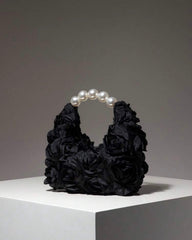 Black Floral Pop Pearl Bag for Elegant Women