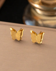 4pcs Stainless Steel Butterfly Necklace, Earrings, Ring Set