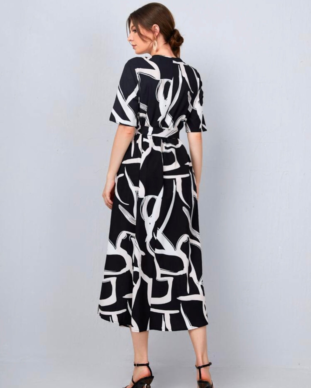 Allover Print Belted Dress