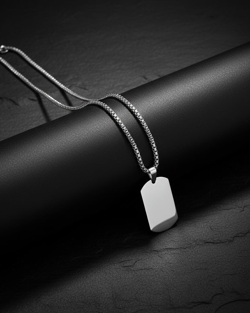 Men’s Urban Style Silver Tag Chain Necklace