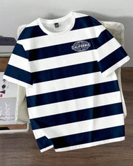 Color block Striped Digital Print Graphic T-Shirt For Men