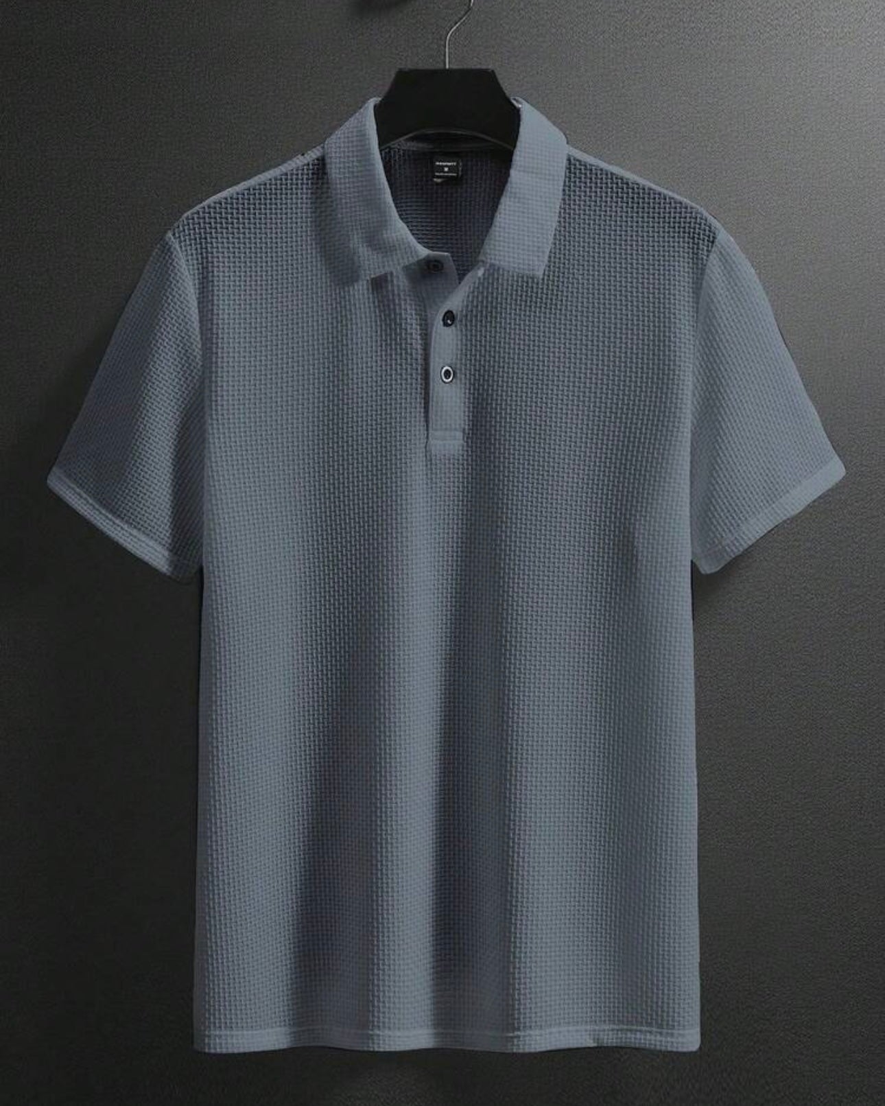 Men’s Grey Colour Half Sleeve Casual Textured Polo Shirt – Summer
