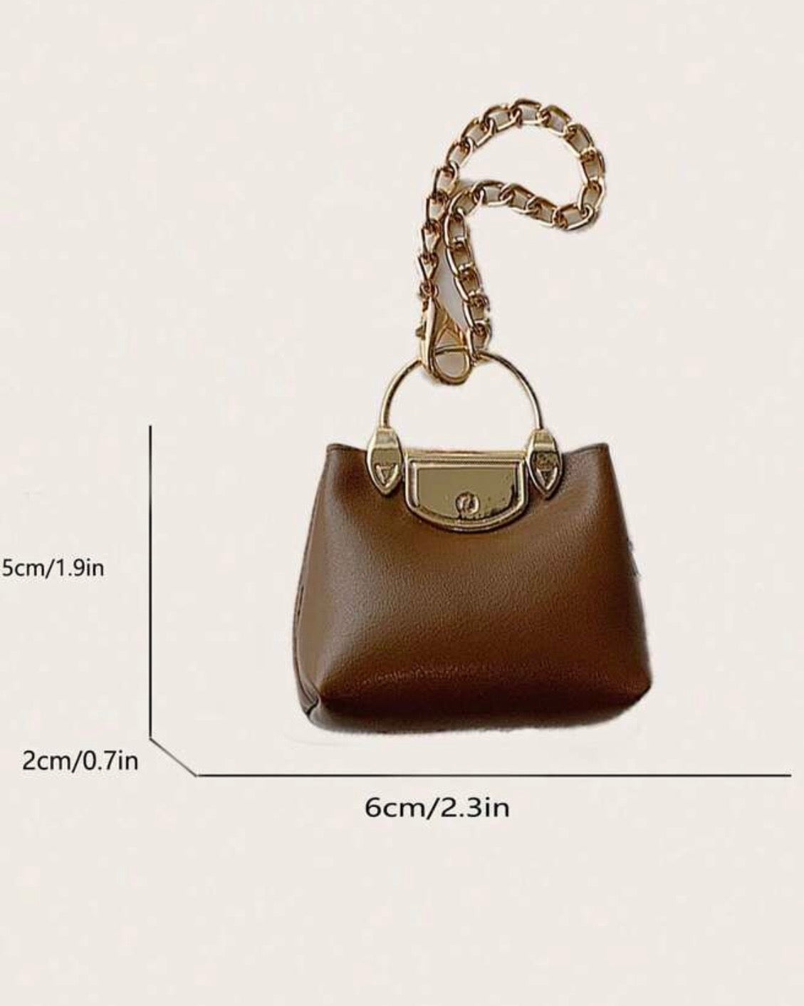 Mini PU Leather Bag – Coffee Brown Bag Charm