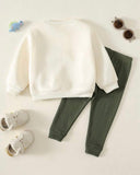 2pcs Baby Boy Animals Printed  Round Neck Shirt And Blue Pants Set