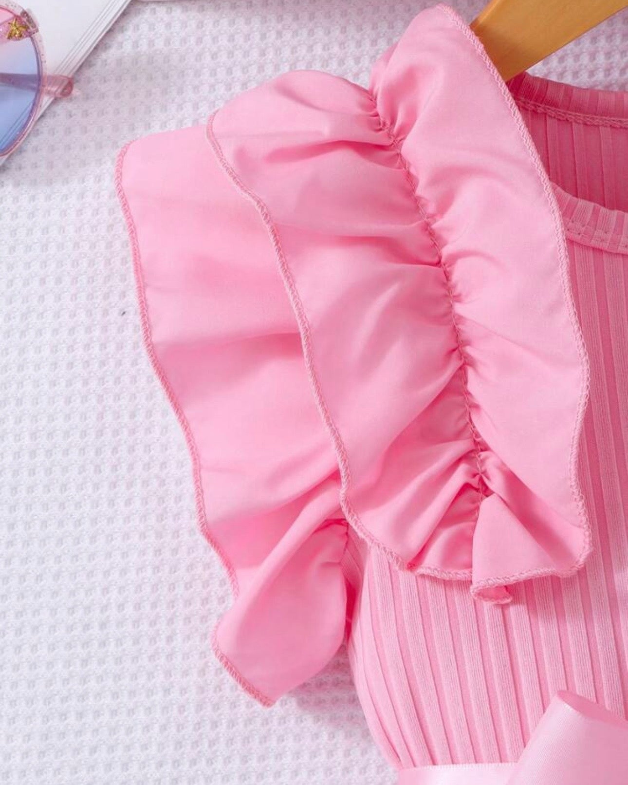 Young Girls Pink Cap Sleeve Mesh Dress