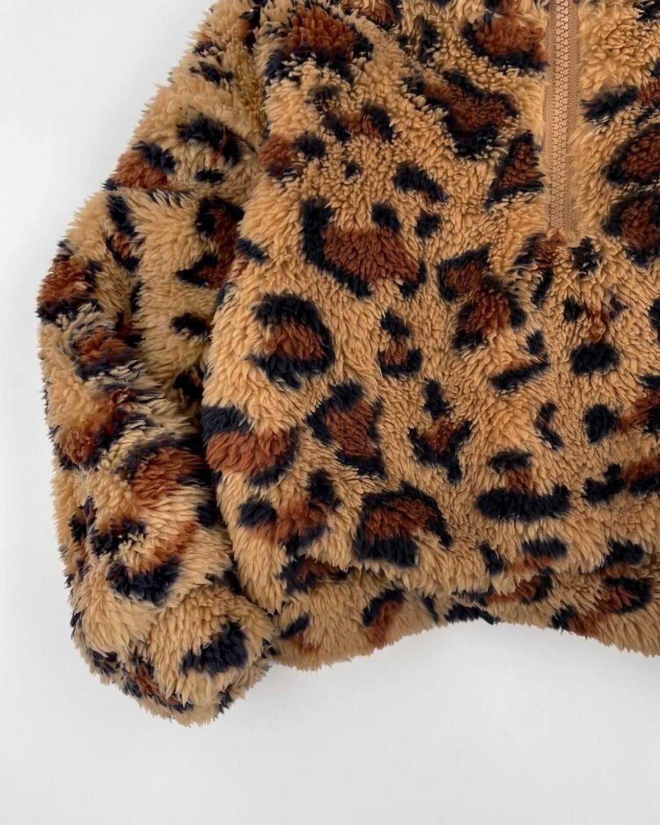 Baby Girl Leopard Print Fuzzy Sweatshirt & Elastic Waist Long Pants Set
