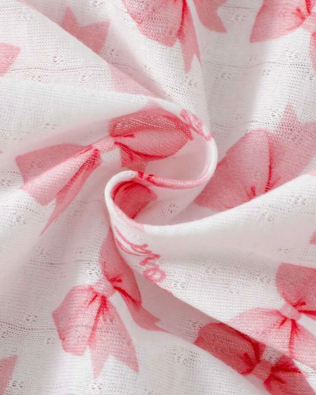 Newborn Baby Girl Pink Bow Print Ribbed Knit Footed Romper Set