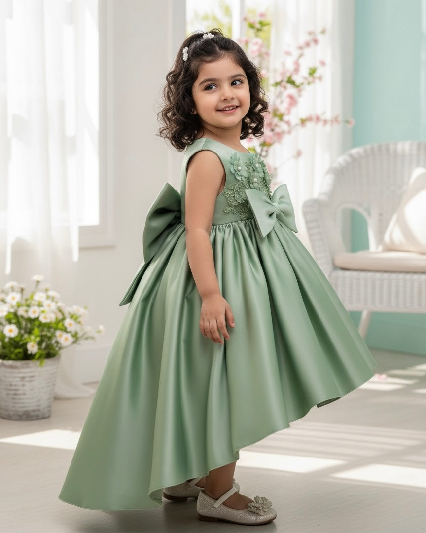 Green Rose Bow Princess Dress