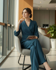 Women Blue Plus Size Co-Ord Set
